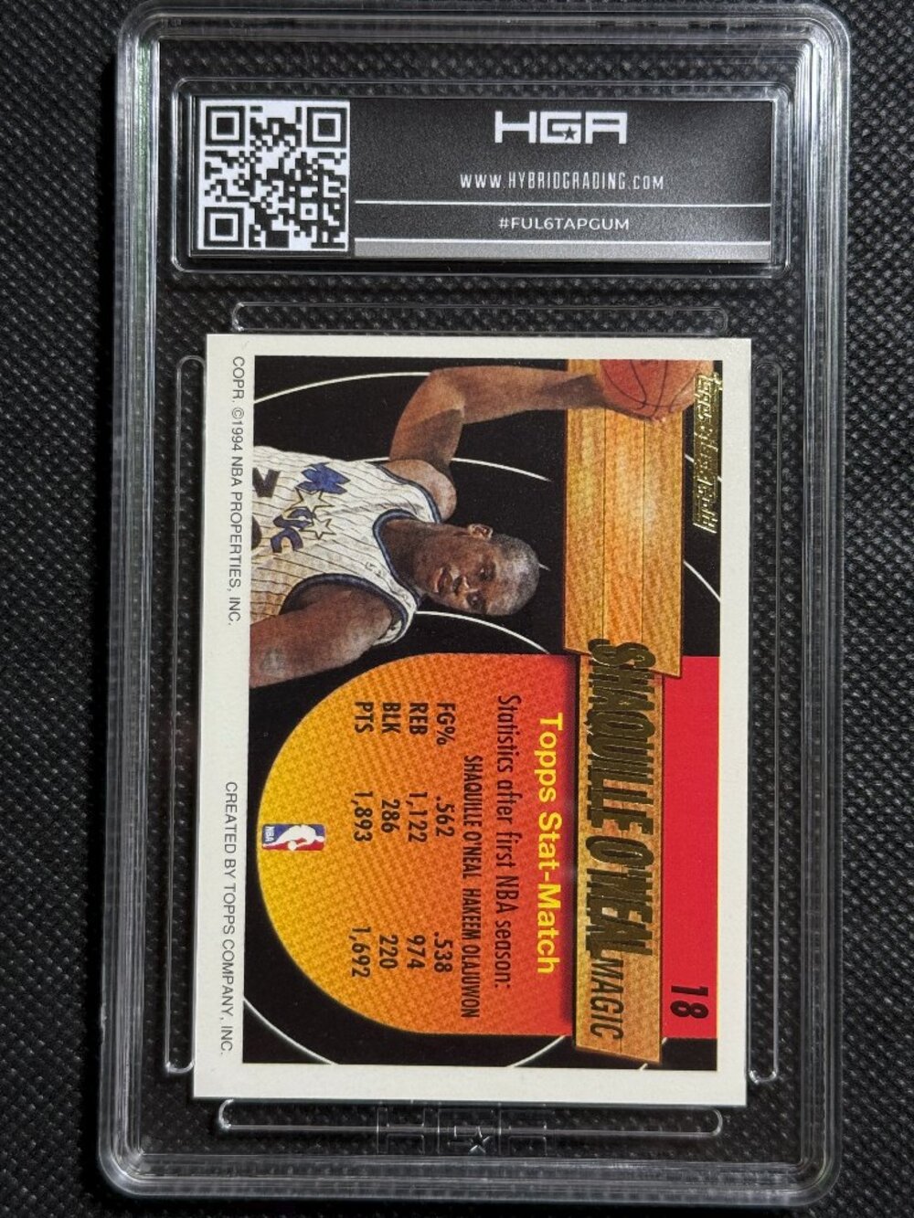 1993 Topps Black Gold #18 Shaquille O'Neal Magic HOF HGA 9 MINT - Picture 2 of 2